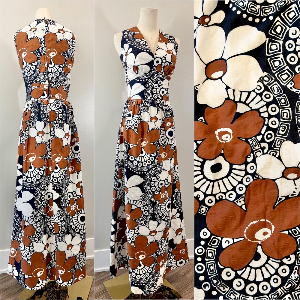 Vintage 1970s Floral Dress Hawaiian Tropical Soft Cotton 70s 60s Beach Vacation
